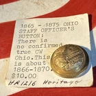 Post Civil War 💥 🇺🇸 💣 Ohio State Seal Coat Button W Card