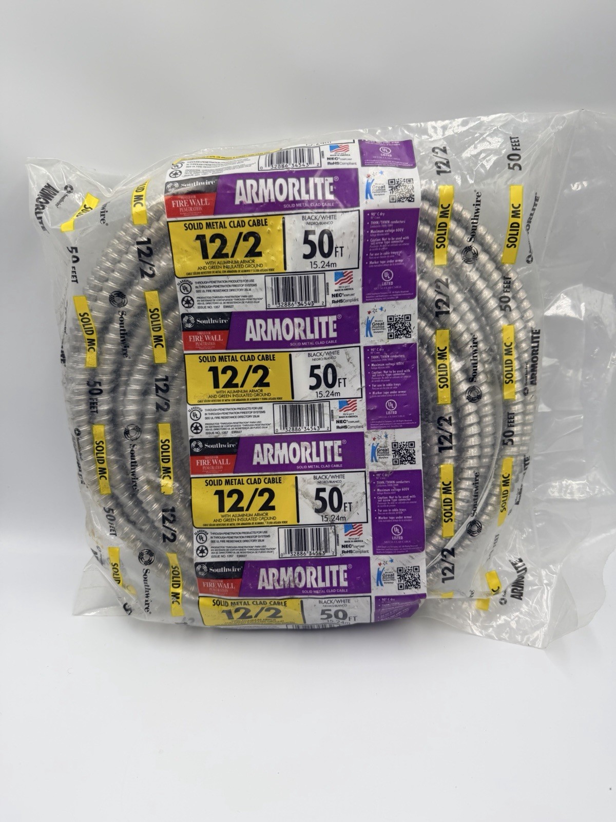 Southwire 50 ft. 12/2 Solid Romex SIMpull CU NM-B W/G Wire