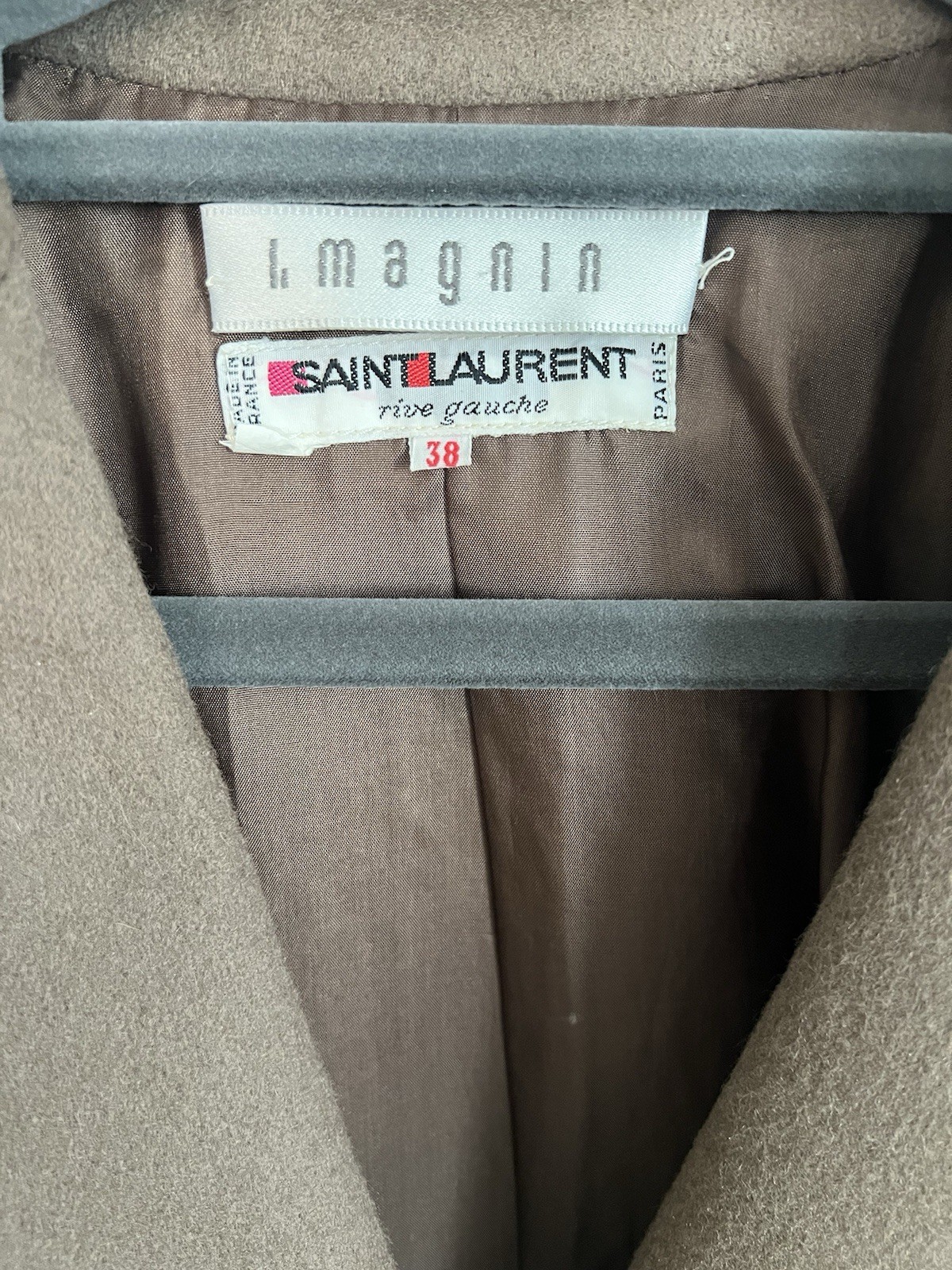 Cappotto Yves Saint Laurent Lana Pea Made in France Taglia 38 US Medium Neutro