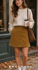 J.Crew Corduroy Button-Front Mini Skirt in Milk Chocolate Brown, Size 6