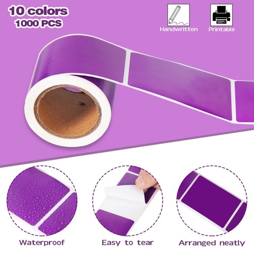 10 Rolls 1000 Pcs Colored Labels Stickers,3 x 2 Inch Rectangular Color Coding... - Picture 3 of 7