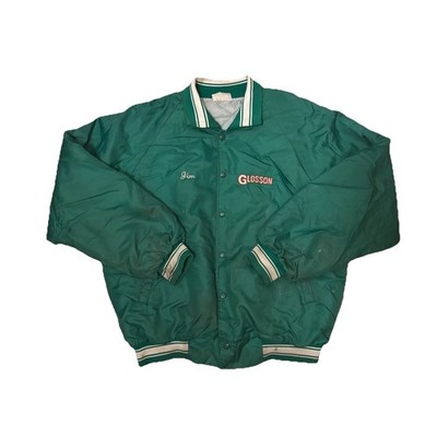 Green and white true vintage varsity jacket made in USA Size L