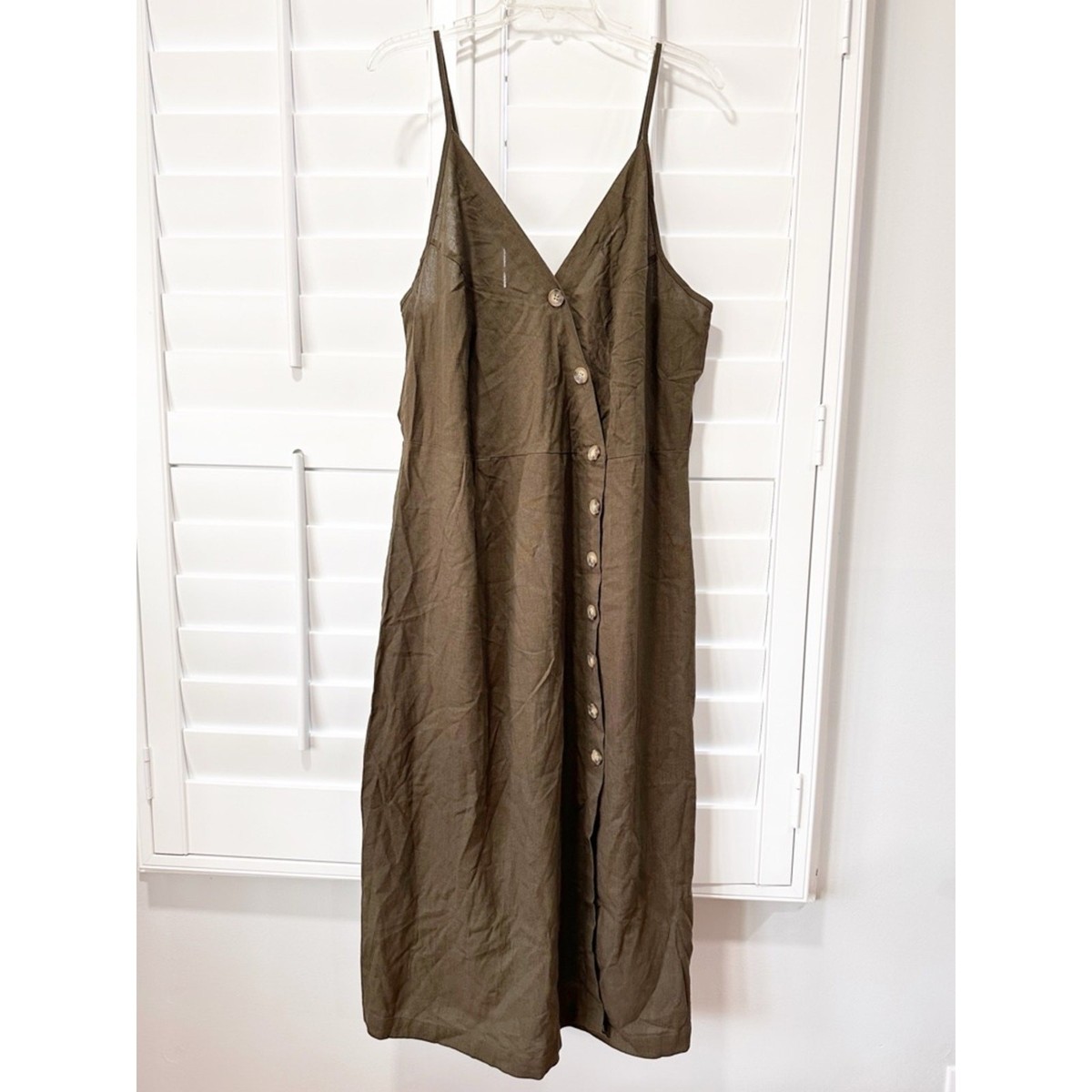 chinese dress ladies Linen Sleeveless Midi Dress Natural Stripe / S / 100% French Linen