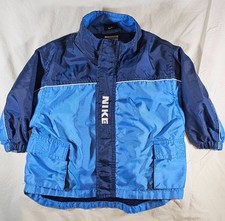 Y2K Nike 2T Boys Toddler Windbreaker Jacket Vinage Full Zip Snap Pockets Blue