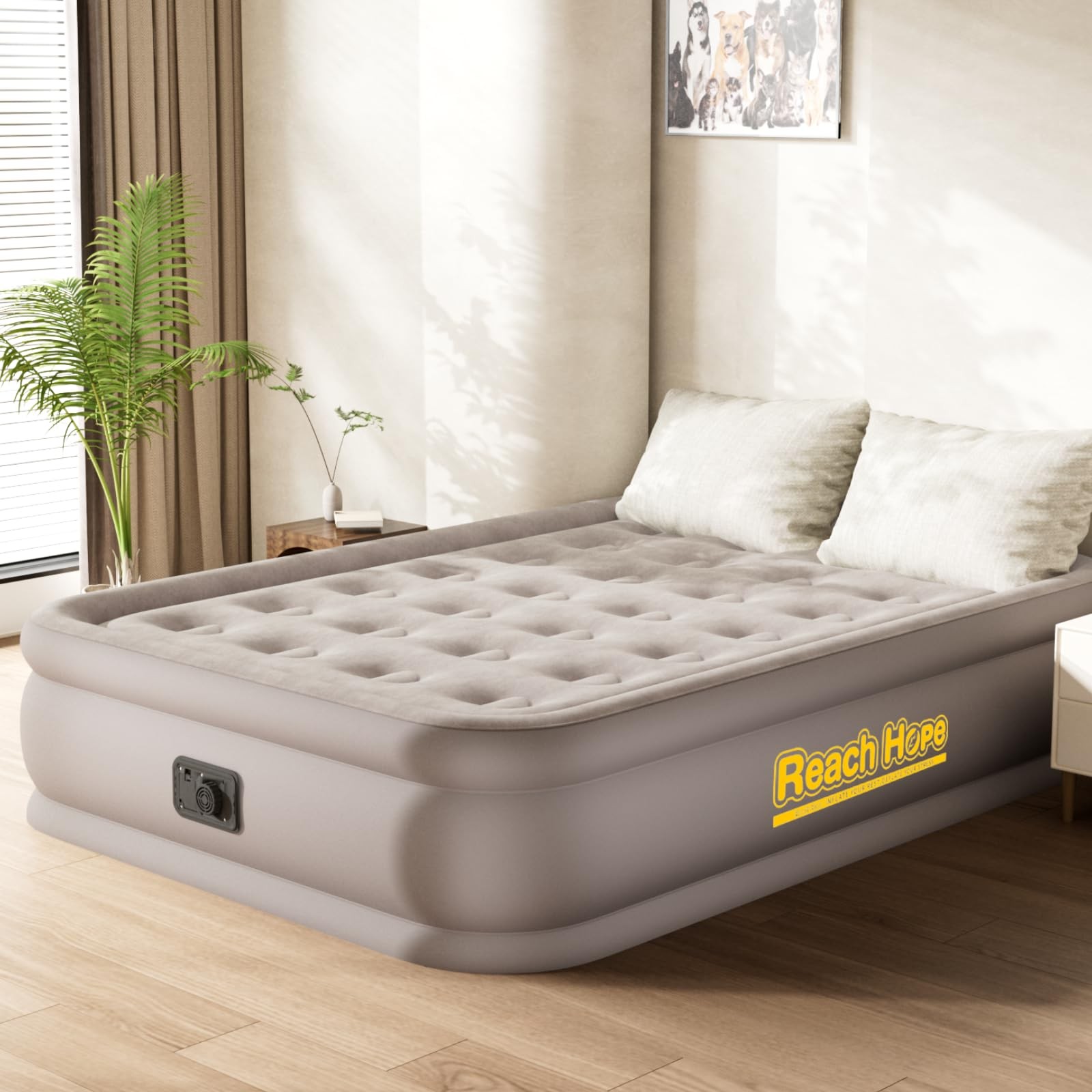 Air Mattress with Built in Pump Full, Plug-in Electric Pump Self-Inflatable A...