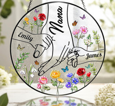 Personalized Mother's Day Suncatcher, Custom Birth Flower, Mom  s Bunch Gift
