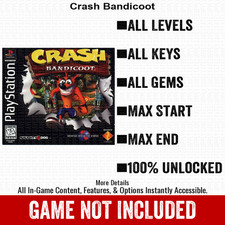 Crash Bandicoot 100 Unlocked PlayStation Memory Card All Items PS1
