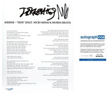 MURDA BEATZ SIGNED FEFE 6IX9INE LYRIC SHEET - ACOA COA