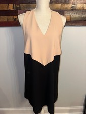 Alice + Olivia Maya Trapeze Colorblock Dress Size M? Dusty Pink Black Sleeveless
