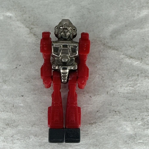 Vintage 1980s Diaclone 1" Red Driver Chrome Silver Chest Mini Figure Takara