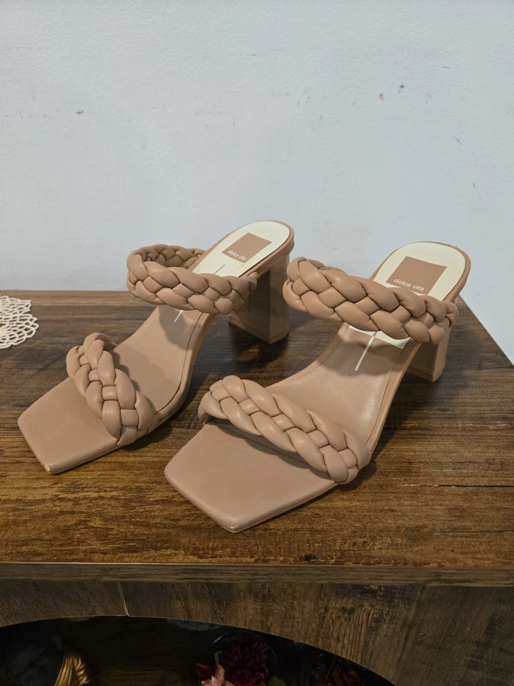 Sandalias Dolce Vita Nude Trenzadas Tacón Bloque para Mujer 8.5 M – Elegante Estilo Minimalista Foto 2 de 4