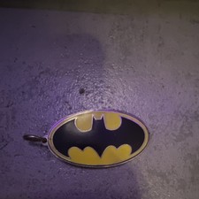 Batman Oval Logo Metal Keychain Charm/Tag w/ Detachable Keyring Black Yellow