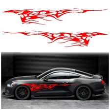 Leasinder 2Pcs 102.7'' Universal Flame Graphics Car Auto Body Side Sticker Ra...