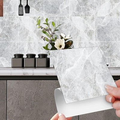 HLWDXno1 Grau Marmor Fliesenaufkleber für Bad und Küche Wasserdicht Vinyl Sel