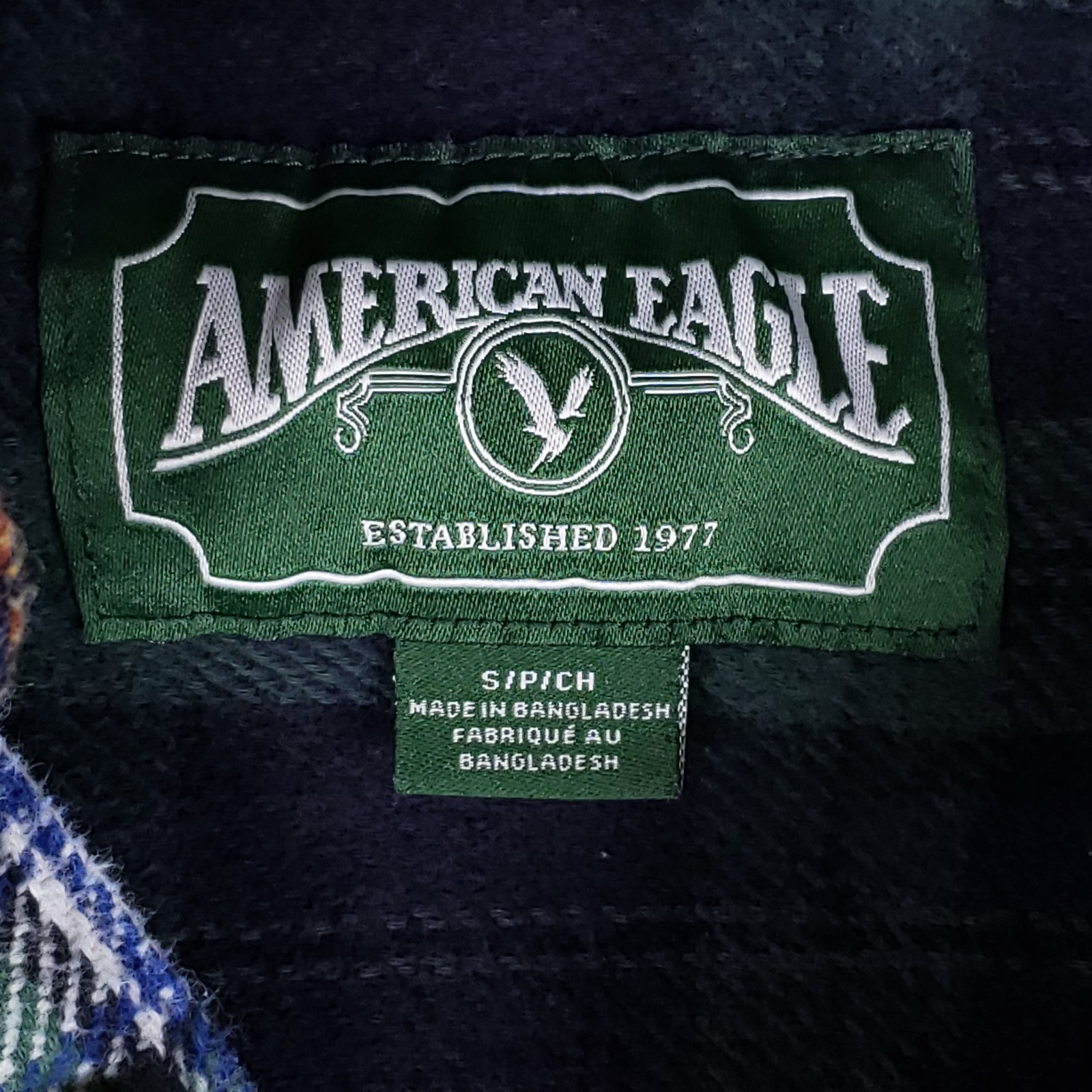 American Eagle Patchwork Hooded Flannel Shirt Men… - image 4