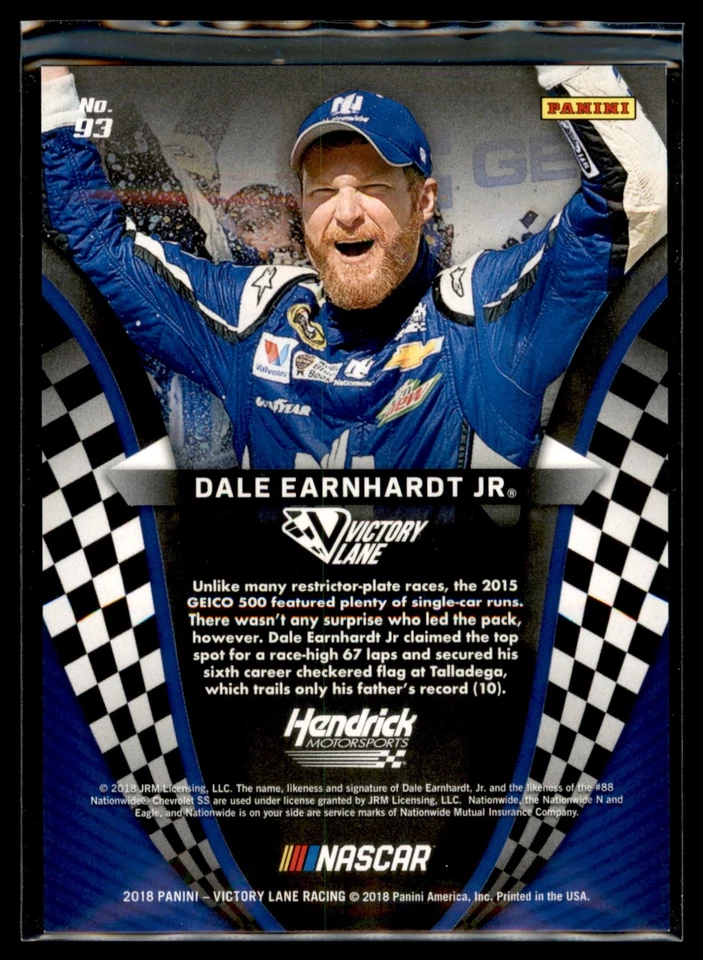 2018 Panini Victory Lane Racing NASCAR GOLD #93 Dale Earnhardt Jr #28/99 - Image 2 of 2