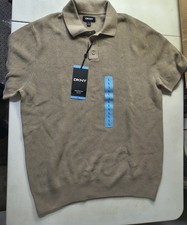 Men's DKNY Sweater Polo Size L Cream/Beige