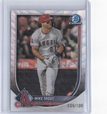 2025 Bowman Chrome Mike Trout White Wave Refractor LA Angels 059/100 #27