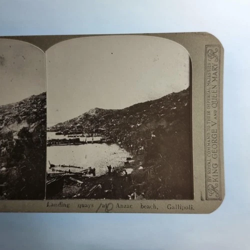 WW1 Military Stereoview C1916 Real Photo Turkey Gallipoli Anzac Beach Landing