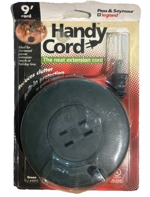Pass & Seymour 9' Handy Cord Extension Cord, Green #4001G, New Sealed (1)