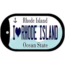 I Love Rhode Island Novelty Metal Dog Tag Necklace 2" x 1"