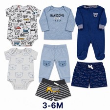 Carters Baby Boy 6M Clothes Lot 7pc Bodysuits Pants Shorts Sleeper Blue Bear