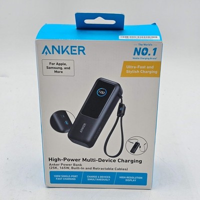 Anker 25000mAh 165W Power Bank Fast Charge Built-in Cables
