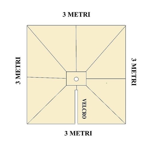 Telo di Ricambio per Ombrellone decentrato 3x3 Metri Poliestere 250gr Impermeabi - Foto 2 di 2