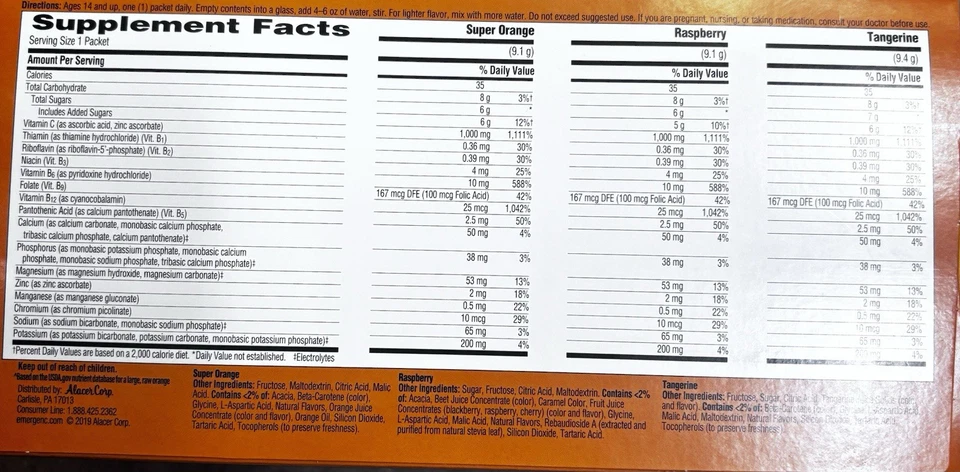 (90 PACKETS) EMERGEN-C MULTI VITAMIN POWDER ORANGE, RASPBERRY, TANG/VITAMIN-C - Image 4 of 4
