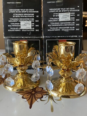 Crystal Temptations 24K Gold Plated Candlestick Holder Strass Swarovski Crystals