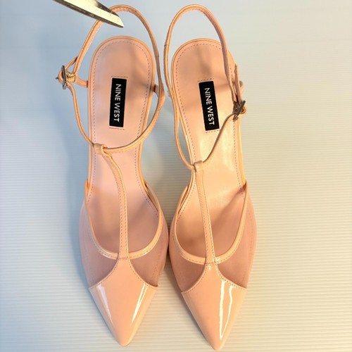 Nine West Pumps Womens 9 m Terrah Light Pink Nude Point Stiletto Patent Leather - Picture 7 of 17