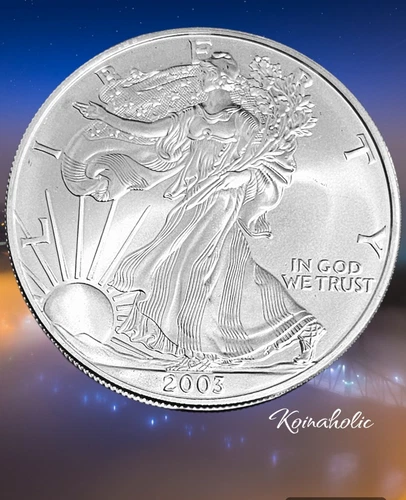 2003 $1 American Silver Eagle 1 Ounce .999 Fine Silver, Semi-key Date