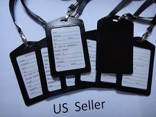12X-ID Card Holder Badge Retractable PU Leather with neck strap US Seller