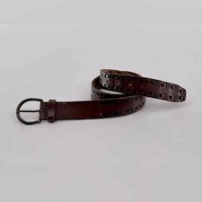 Brown Leather Belt With Leather Stitching 34