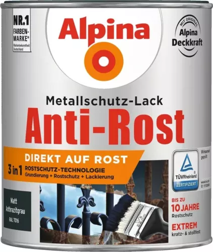 Alpina Anti-Rost 3 in1 Technologie  Metallschutz-Lack Direkt auf Rost Farbwahl