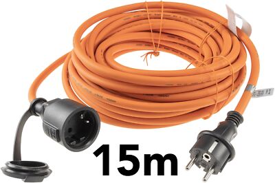 Verlängerungskabel 15m, IP44, Orange H07RN-F 3G1,5 , Stecker