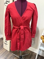 New ASOS Red Denim Dress Medium 8