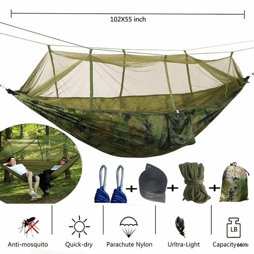 Camping Hammock with Mosquito Net Tent Double Hanging Bed Swing Chair Camouflage - Picture 15 of 15