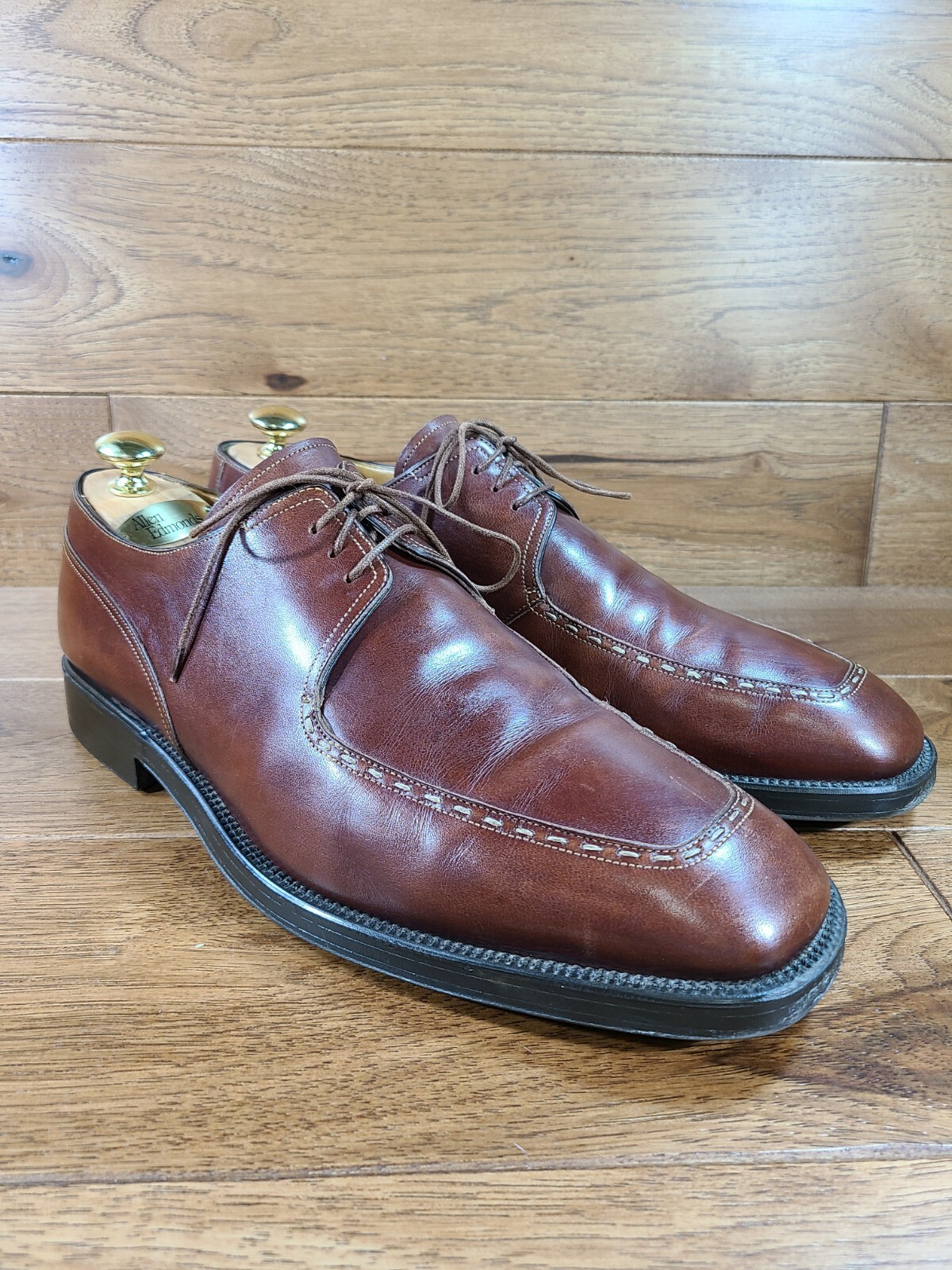 SAOLA SANTONI scarpe da derby marroni pelle grembiule punta grembiule suole in gomma 12 D