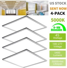 2x2 LED Flat Panel Light 4 Pack, 5000K Recessed Edge-Lit Lights, 0-10V Dimmable