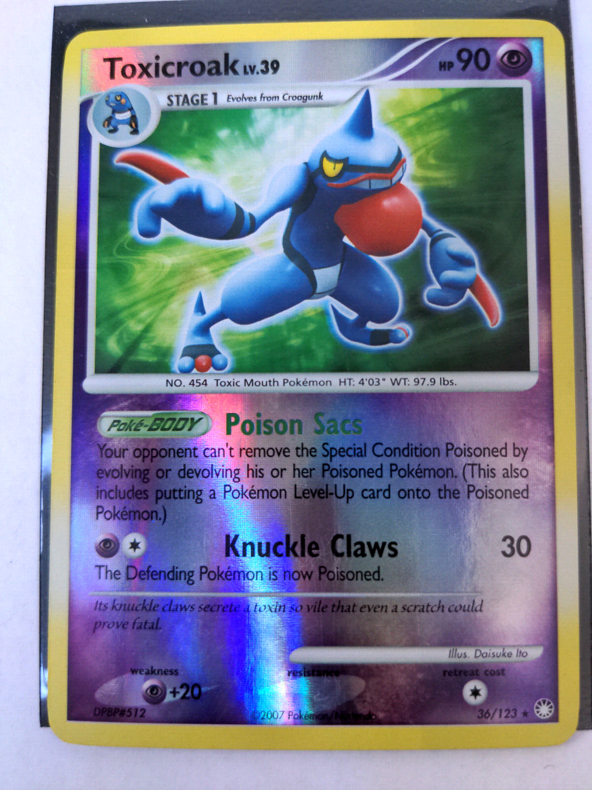 Toxicroak 2007 Diamond & Pearl Mysterious Treasures 36/123 REVERSE HOLO LP