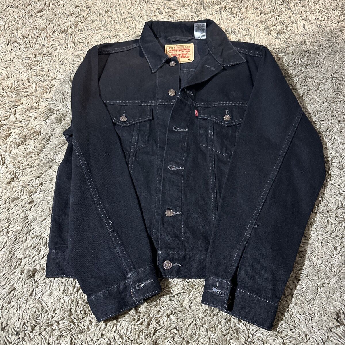 Vintage Levi's Black Denim Trucker Jacket Men's M 70507 | eBay Vintage Levi's Black Denim Trucker Jacket Men's M 70507 | eBay