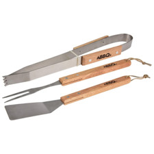 BBQ Tool Set of 3 Tong Fork Spatula Premium Stainless Steel Set Ready To Grill