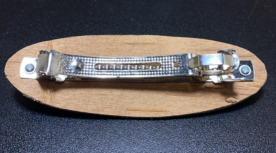 Grampo de cabelo BIRCH BARK, barrette, flor com obsidiana de neve, ucraniano FEITO À MÃO - Imagem 2 de 4