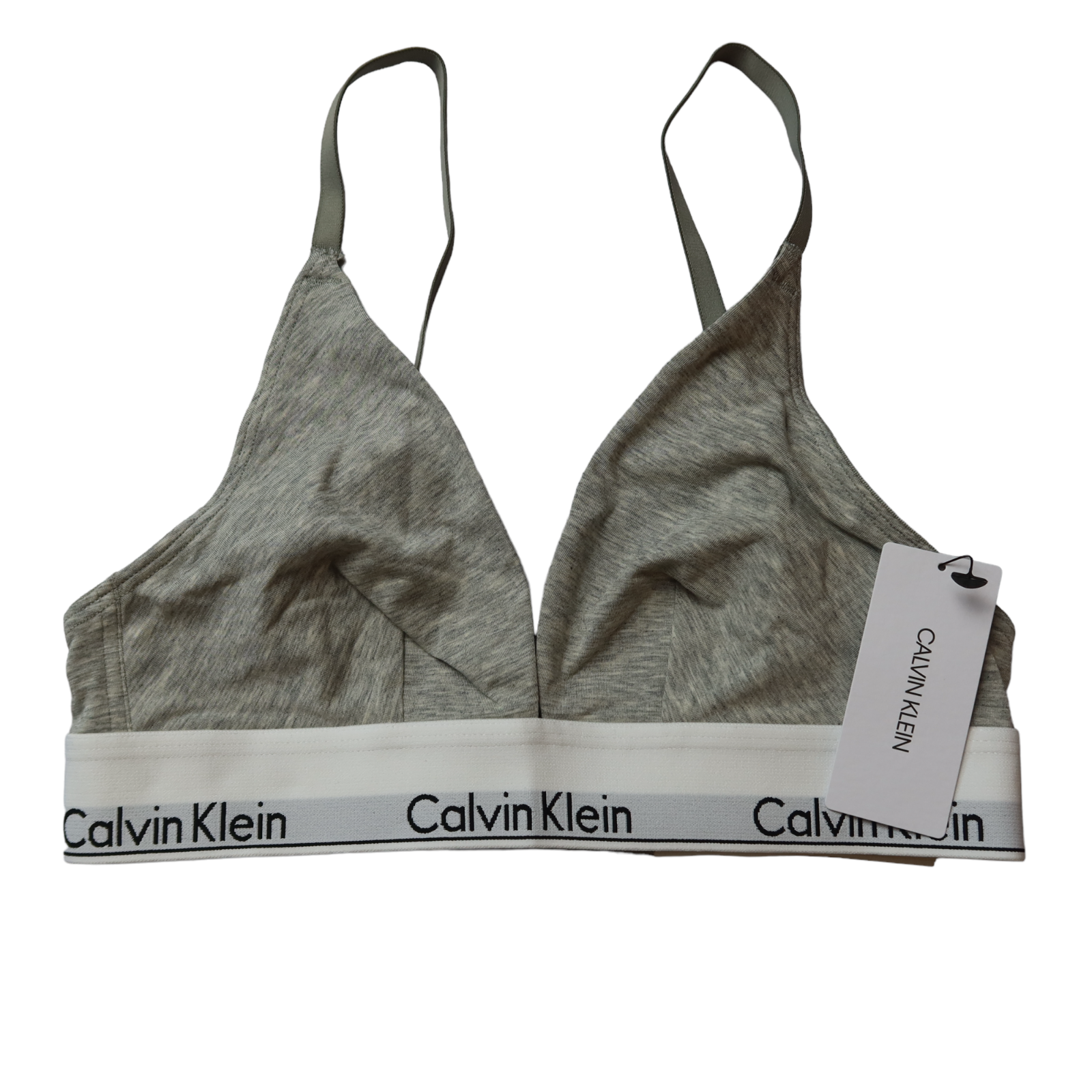 Calvin Klein Modern Cotton Triangle Bra for Women, Soft Grey Stretch Bralette, Size S - Image 2