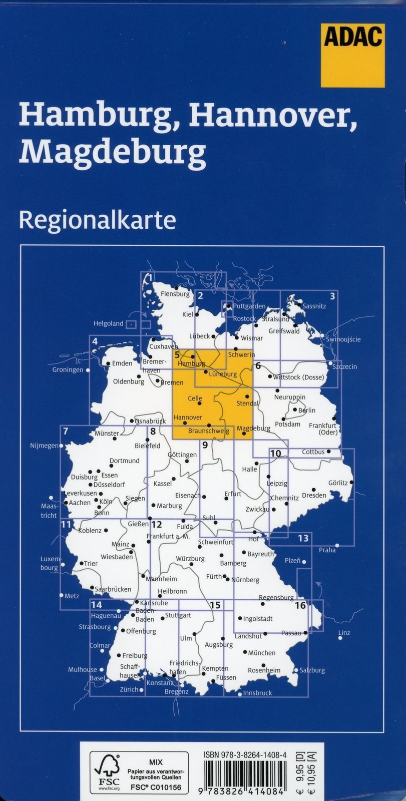Thumbnail - Adac Regionalkarte Blatt 5 Hamburg, Hannover, Magdeburg 1:150 000 |