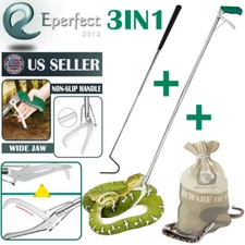 47" Heavy Duty Snake Tongs Hook Reptile Grabber Catcher Wide Jaw Handling Tool