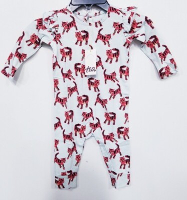Tea Ruffle Shoulder Baby Romper Sz 9-12M - Baby Tiger