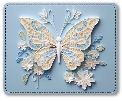 Faux Leather Mouse Pad 8''x10''-Smooth,Soft Surface,Bright Color-3D Look Butterfly