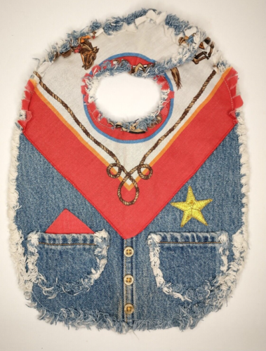 Custom Handmade Denim Western Cowboy Bandana Baby Bib from Upcycled Jeans - Afbeelding 1 van 8